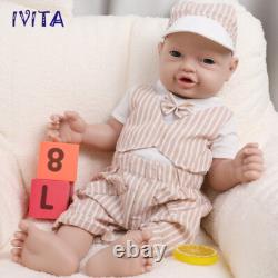 IVITA 23inch Reborn Baby Big Boy Blue Eyes Newborn Vivid Full Silicone Baby Doll