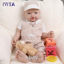 IVITA 23inch Reborn Baby Big Boy Blue Eyes Newborn Vivid Full Silicone Baby Doll