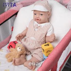 IVITA 23inch Reborn Baby Big Boy Blue Eyes Newborn Vivid Full Silicone Baby Doll