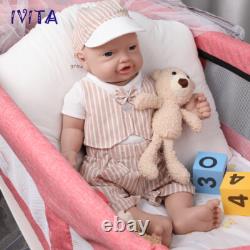 IVITA 23inch Reborn Baby Big Boy Blue Eyes Newborn Vivid Full Silicone Baby Doll