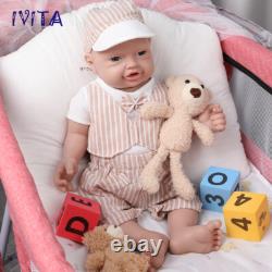 IVITA 23inch Reborn Baby Big Boy Blue Eyes Newborn Vivid Full Silicone Baby Doll