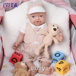 IVITA 23inch Reborn Baby Big Boy Blue Eyes Newborn Vivid Full Silicone Baby Doll