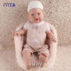IVITA 23inch Reborn Baby Big Boy Blue Eyes Newborn Vivid Full Silicone Baby Doll