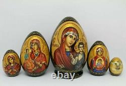 Icon Nesting dolls Matryoshka Hand made 5 pieces, 6 tall