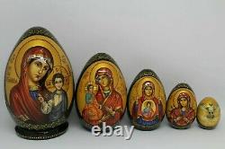 Icon Nesting dolls Matryoshka Hand made 5 pieces, 6 tall