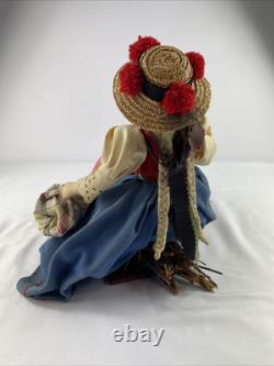 Ilse Ludecke Cloth Doll On Base German Vintage Leni Women in Black Forest