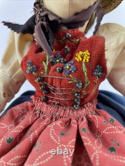 Ilse Ludecke Cloth Doll On Base German Vintage Leni Women in Black Forest