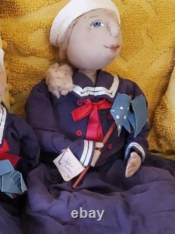 Joe Spencer Pelican Pirate, Sid & Stacey Sailor 28 Artist Doll Set RARE