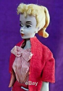 LOVELY #3 1960 Vintage Blonde Ponytail Barbie AO Make-up Pale TM Body Org SS BIN