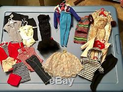 Large Vintage #3 Barbie and Midge Case Lot with Lots of Clothes, Accessories N/R
