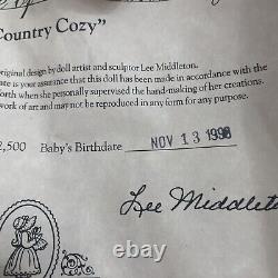 Lee Middleton Country Cozy RARE WITH COA IN ORIGINAL BOX, PACIFIER, BIBLE BEAR