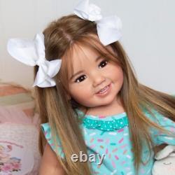 Lifelike 28 Reborn Baby Doll Toddler Lovely Girl Rooted Hair Cloth Body Gift