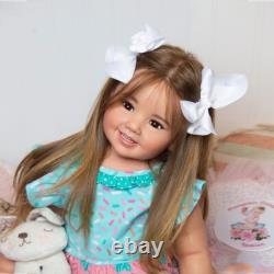 Lifelike 28 Reborn Baby Doll Toddler Lovely Girl Rooted Hair Cloth Body Gift