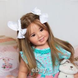 Lifelike 28 Reborn Baby Doll Toddler Lovely Girl Rooted Hair Cloth Body Gift