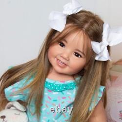 Lifelike 28 Reborn Baby Doll Toddler Lovely Girl Rooted Hair Cloth Body Gift