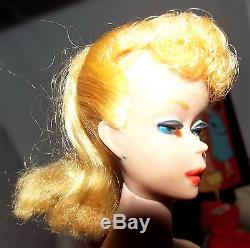 Lot Vintage 1961 Bubble Cut Barbie, 1963 Pony Tail Barbie, Clothing, Case, Cards, Etc