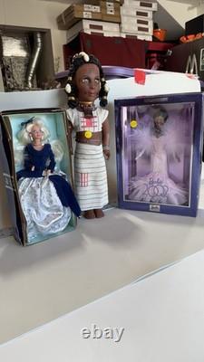 Lot of 3 Dolls Barbie 2002 Collector Edition, Vintage Holiday Barbie&Tribal Doll