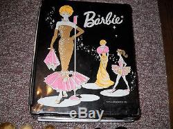 Lot of 7 Vintage 1960's Barbie Ken Midge & Allan Dolls & Clothes with 1962 Case