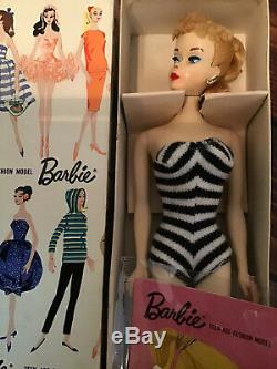 Lovely! Vintage Barbie Ponytail # 3 with R Box, TM Stand, Sunglasses & Booklet
