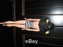 MOM ESTATE Vintage 59 TM Brunette Ponytail Barbie doll FLOCKING lot #1 NO GREEN