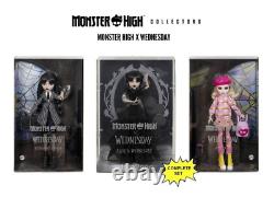 MONSTER HIGH X WEDNESDAY ADDAMS RAVEN ENID SINCLAIR Doll SET of 3 In Hand