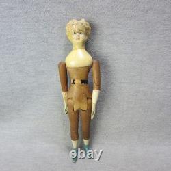 Mason & Taylor Antique Wood Jointed Doll Pewter Arms & Feet 11 Crazing