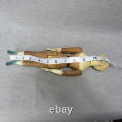 Mason & Taylor Antique Wood Jointed Doll Pewter Arms & Feet 11 Crazing