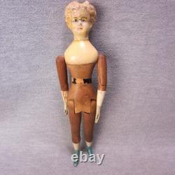 Mason & Taylor Antique Wood Jointed Doll Pewter Arms & Feet 11 Crazing