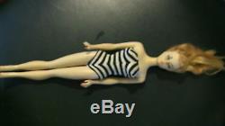 Mattel # 1 BLONDE PONYTAIL BARBIE with zebra bathing suit