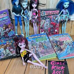 Mattel Monster High Collection 4 Girl Dolls, 1 Boy Doll, 5 Books Free Shipping