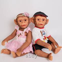 Monkey Twins Reborn Baby Dolls 22in Realistic Newborn Dolls Full Silicone Vinyl