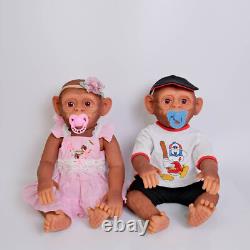 Monkey Twins Reborn Baby Dolls 22in Realistic Newborn Dolls Full Silicone Vinyl