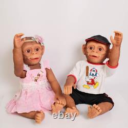 Monkey Twins Reborn Baby Dolls 22in Realistic Newborn Dolls Full Silicone Vinyl