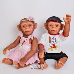 Monkey Twins Reborn Baby Dolls 22in Realistic Newborn Dolls Full Silicone Vinyl