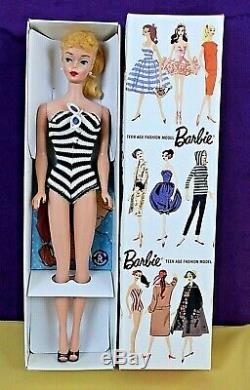 NICE #5 Vintage Barbie Blond PONYTAIL SS Bklt Glasses Std Repr Box NO Green BIN