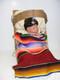 Native American Soft Baby Doll Papoose Wooden Cradle Rabbit Skin Blanket