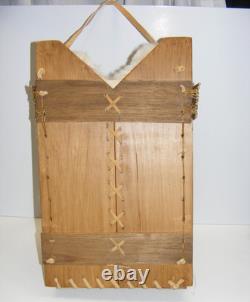 Native American Soft Baby Doll Papoose Wooden Cradle Rabbit Skin Blanket
