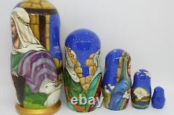 Nativity nesting doll Christmas matryoshka Hand painted 5 in 1 Artwork 7 tall