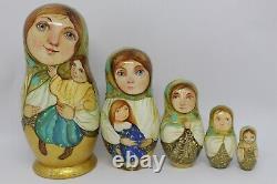 Nesting Dolls, Girl with children(5p. Inside, 7 tall). Artwork, exclusive