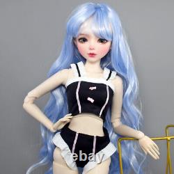 New Full Set BJD Doll 1/3 56cm Ball Jointed Girls Dolls with Blue Hair Assembled