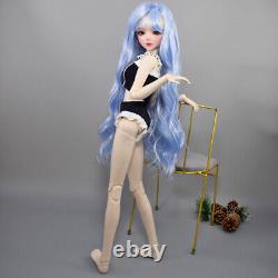 New Full Set BJD Doll 1/3 56cm Ball Jointed Girls Dolls with Blue Hair Assembled