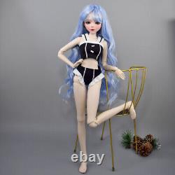 New Full Set BJD Doll 1/3 56cm Ball Jointed Girls Dolls with Blue Hair Assembled