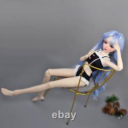 New Full Set BJD Doll 1/3 56cm Ball Jointed Girls Dolls with Blue Hair Assembled