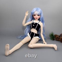 New Full Set BJD Doll 1/3 56cm Ball Jointed Girls Dolls with Blue Hair Assembled