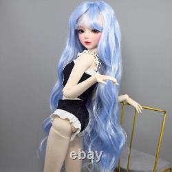 New Full Set BJD Doll 1/3 56cm Ball Jointed Girls Dolls with Blue Hair Assembled