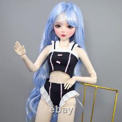 New Full Set BJD Doll 1/3 56cm Ball Jointed Girls Dolls with Blue Hair Assembled