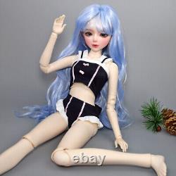 New Full Set BJD Doll 1/3 56cm Ball Jointed Girls Dolls with Blue Hair Assembled