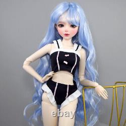 New Full Set BJD Doll 1/3 56cm Ball Jointed Girls Dolls with Blue Hair Assembled