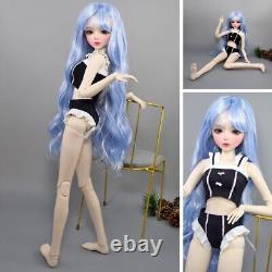 New Full Set BJD Doll 1/3 56cm Ball Jointed Girls Dolls with Blue Hair Assembled