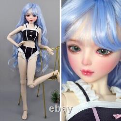 New Full Set BJD Doll 1/3 56cm Ball Jointed Girls Dolls with Blue Hair Assembled